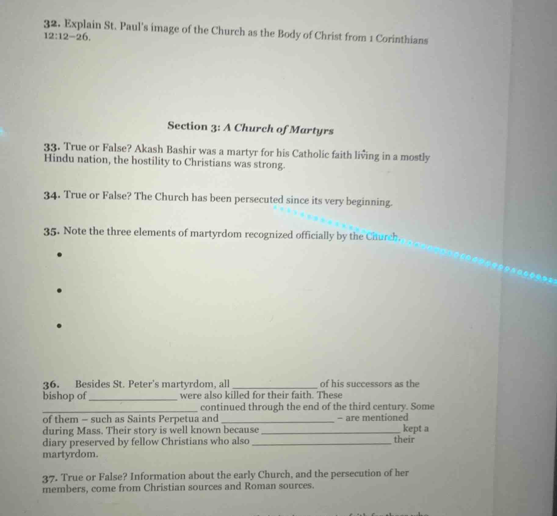 32. explain st. paul’s image of the church as the body of christ from 1…