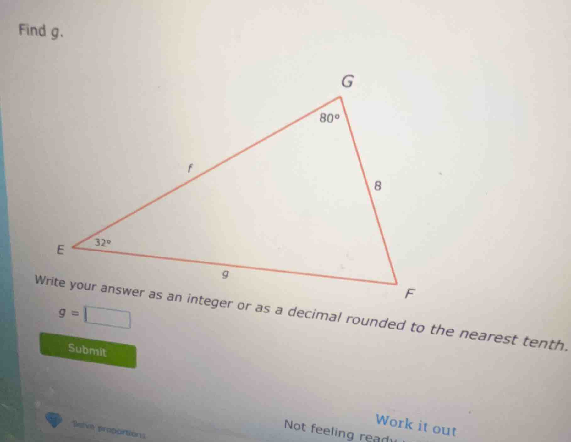 find g. write your answer as an integer or as a decimal rounded to the …