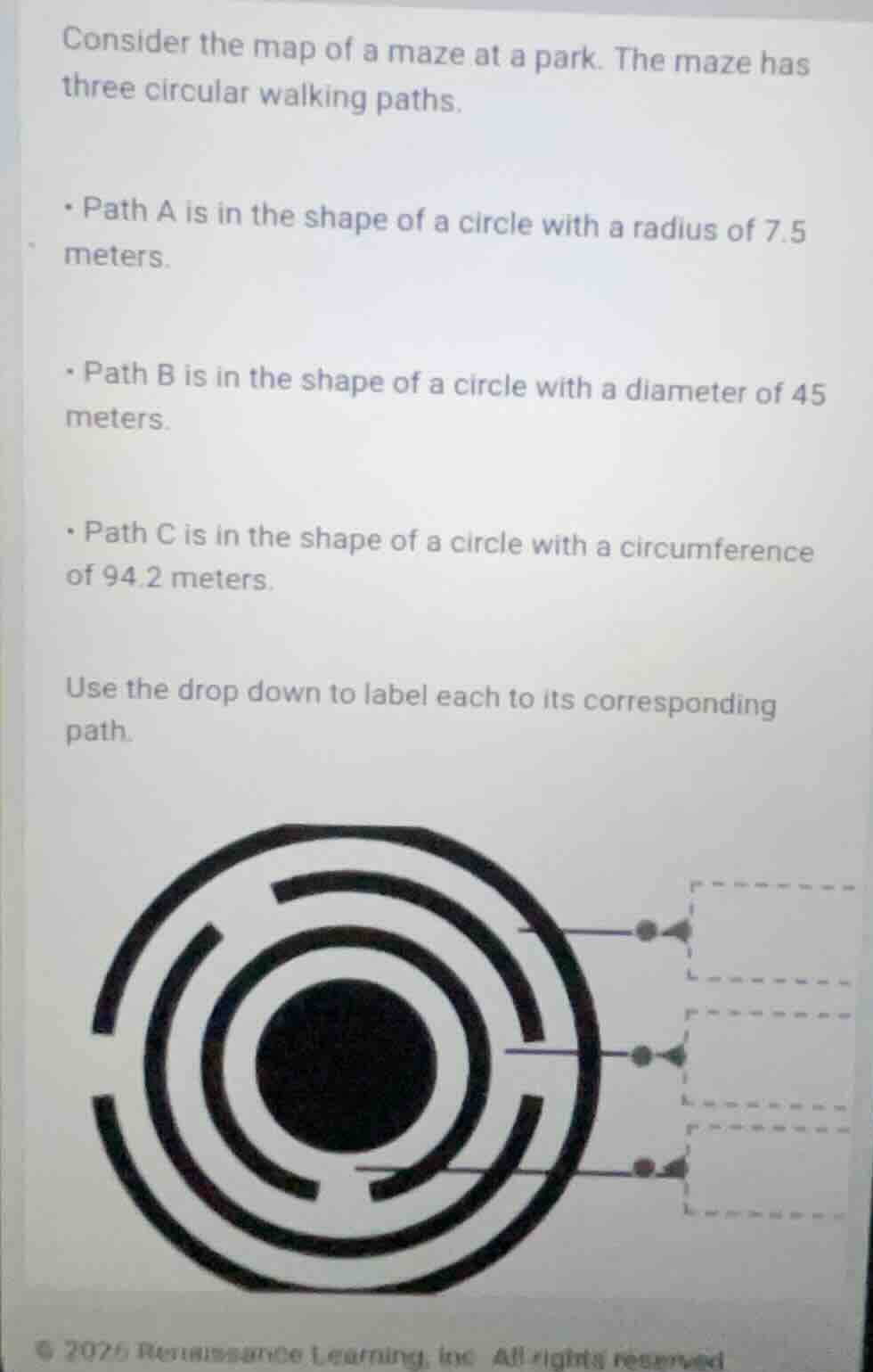 consider the map of a maze at a park. the maze has three circular walki…