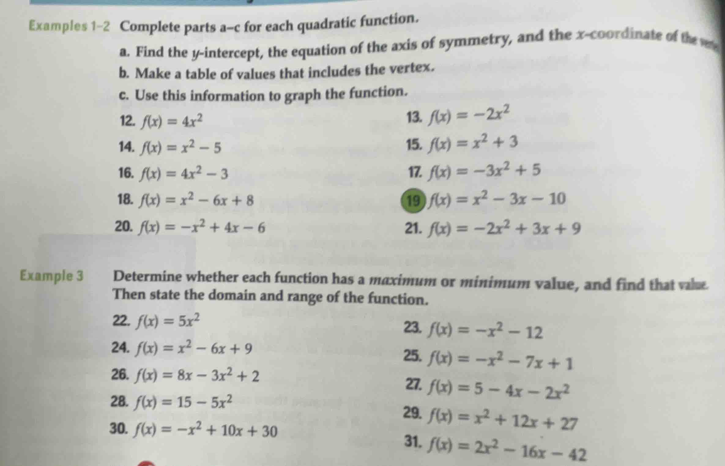 examples 1-2 complete parts a–c for each quadratic function. a. find th…