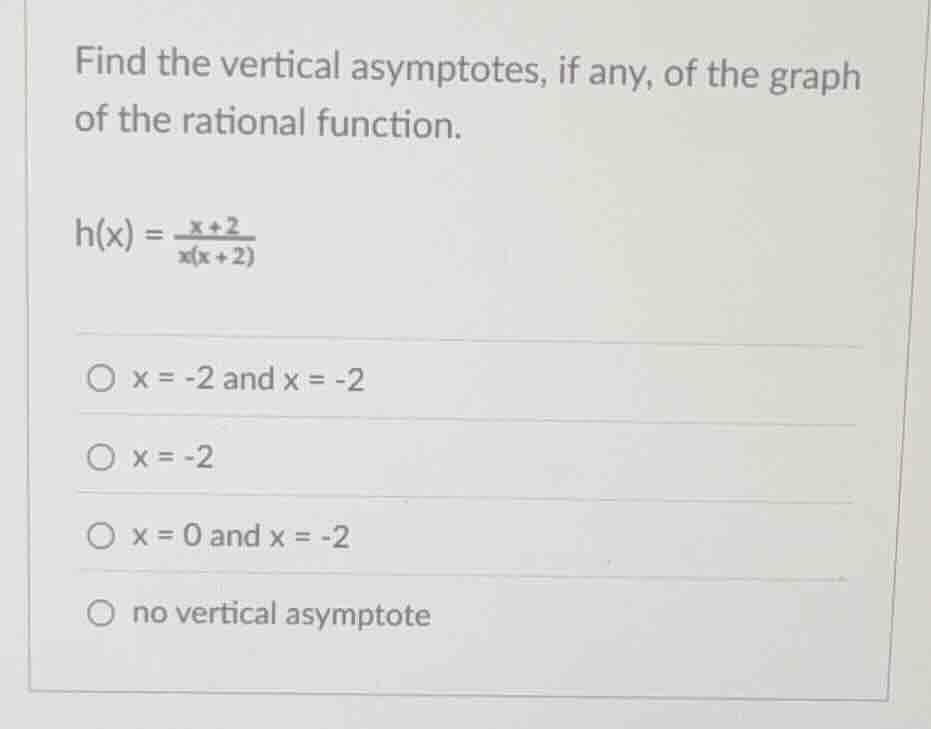 find the vertical asymptotes, if any, of the graph of the rational func…