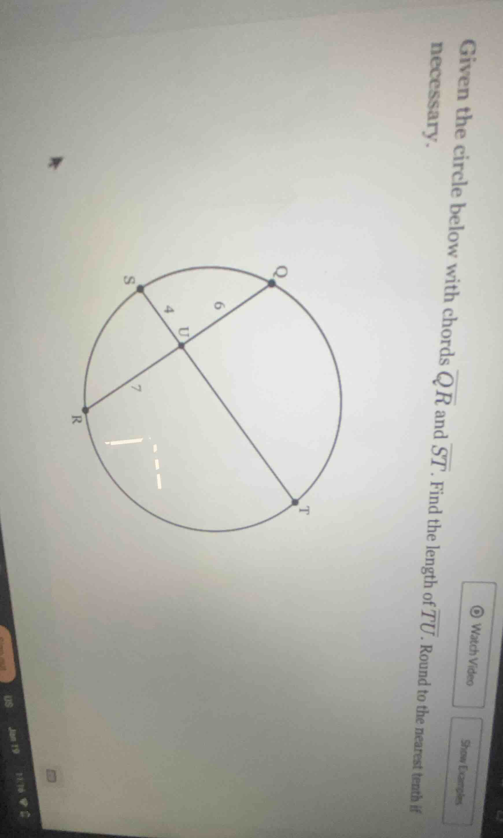 given the circle below with chords \\(\\overline{qr}\\) and \\(\\overli…