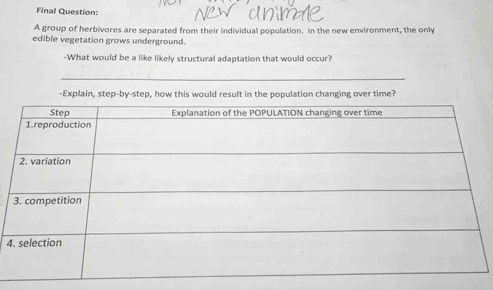 final question: a group of herbivores are separated from their individu…
