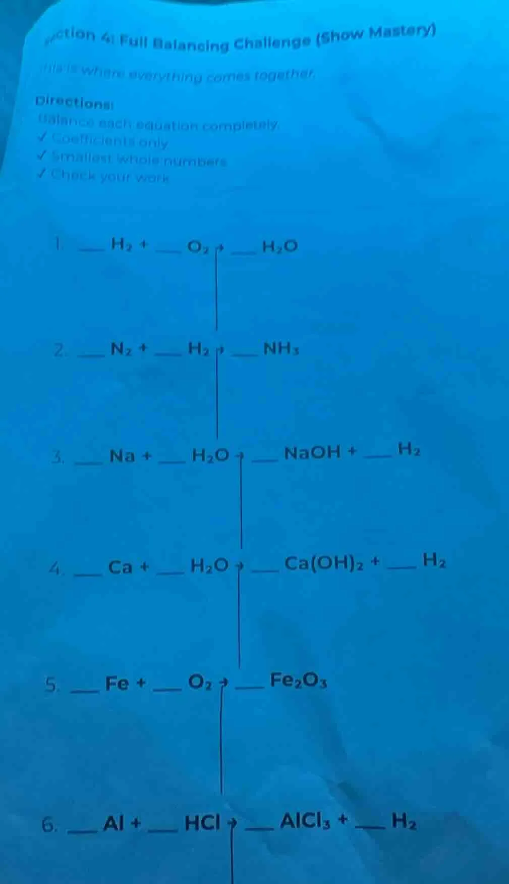 section 4: full balancing challenge (show mastery) this is where everyt…