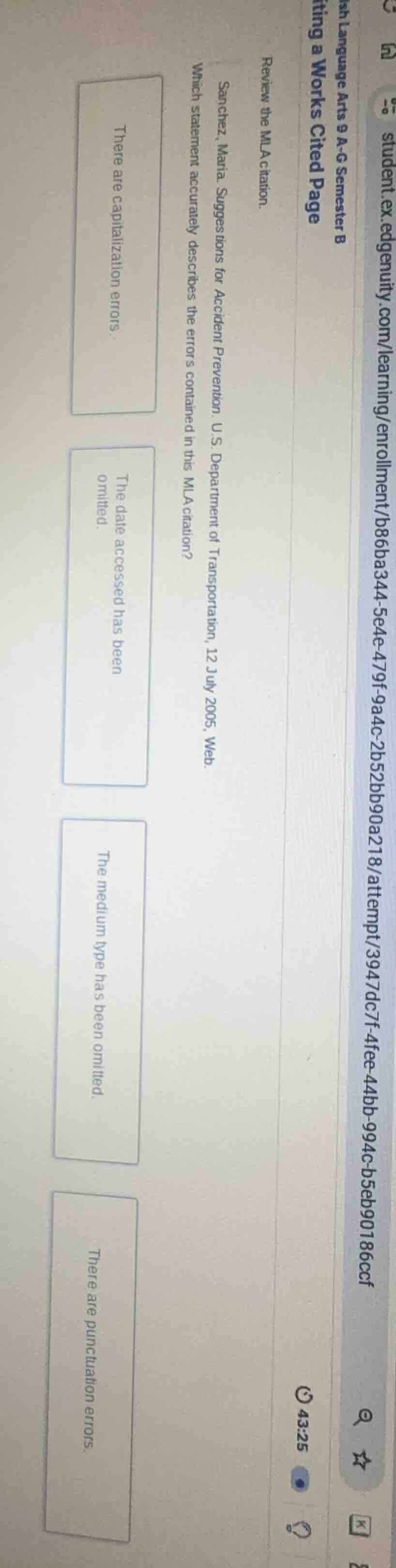 review the mla citation. sanchez, maria. suggestions for accident preve…