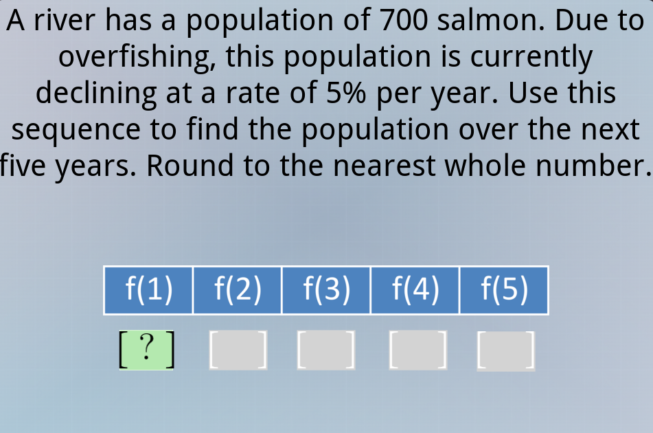 a river has a population of 700 salmon. due to overfishing, this popula…
