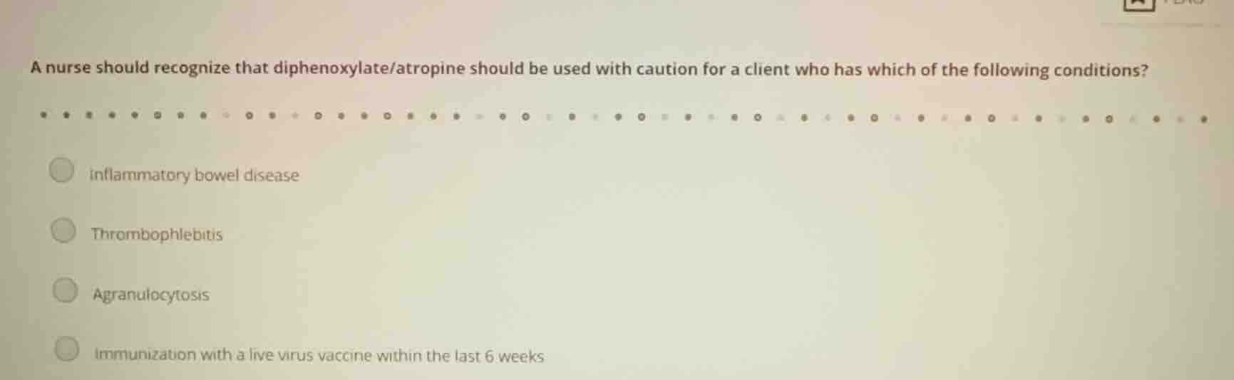 a nurse should recognize that diphenoxylate/atropine should be used wit…