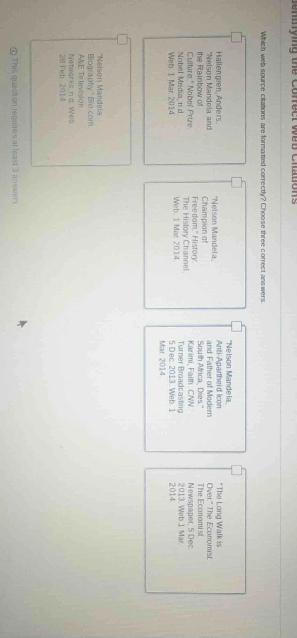 identifying the correct web citations which web source citations are fo…