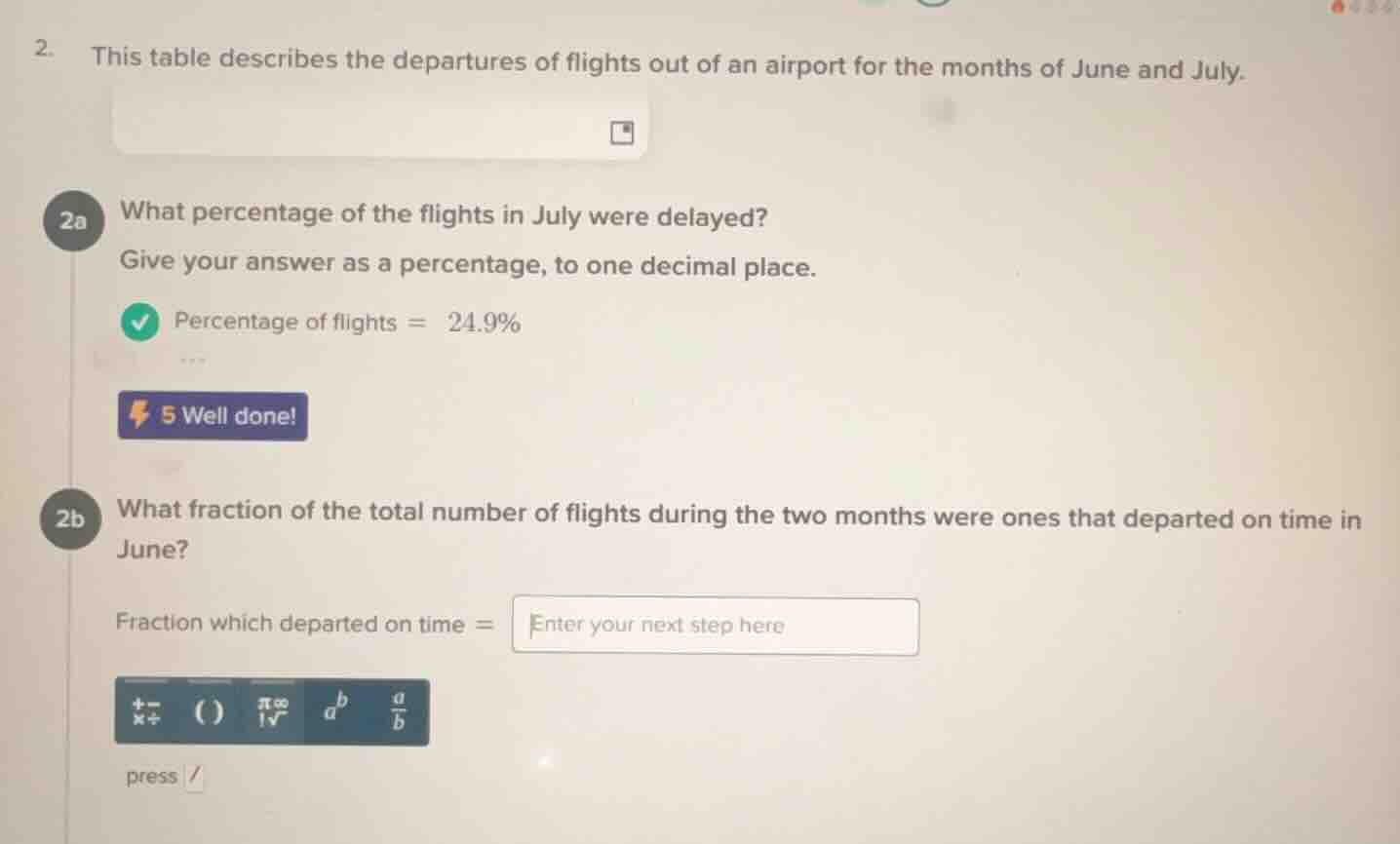 2. this table describes the departures of flights out of an airport for…