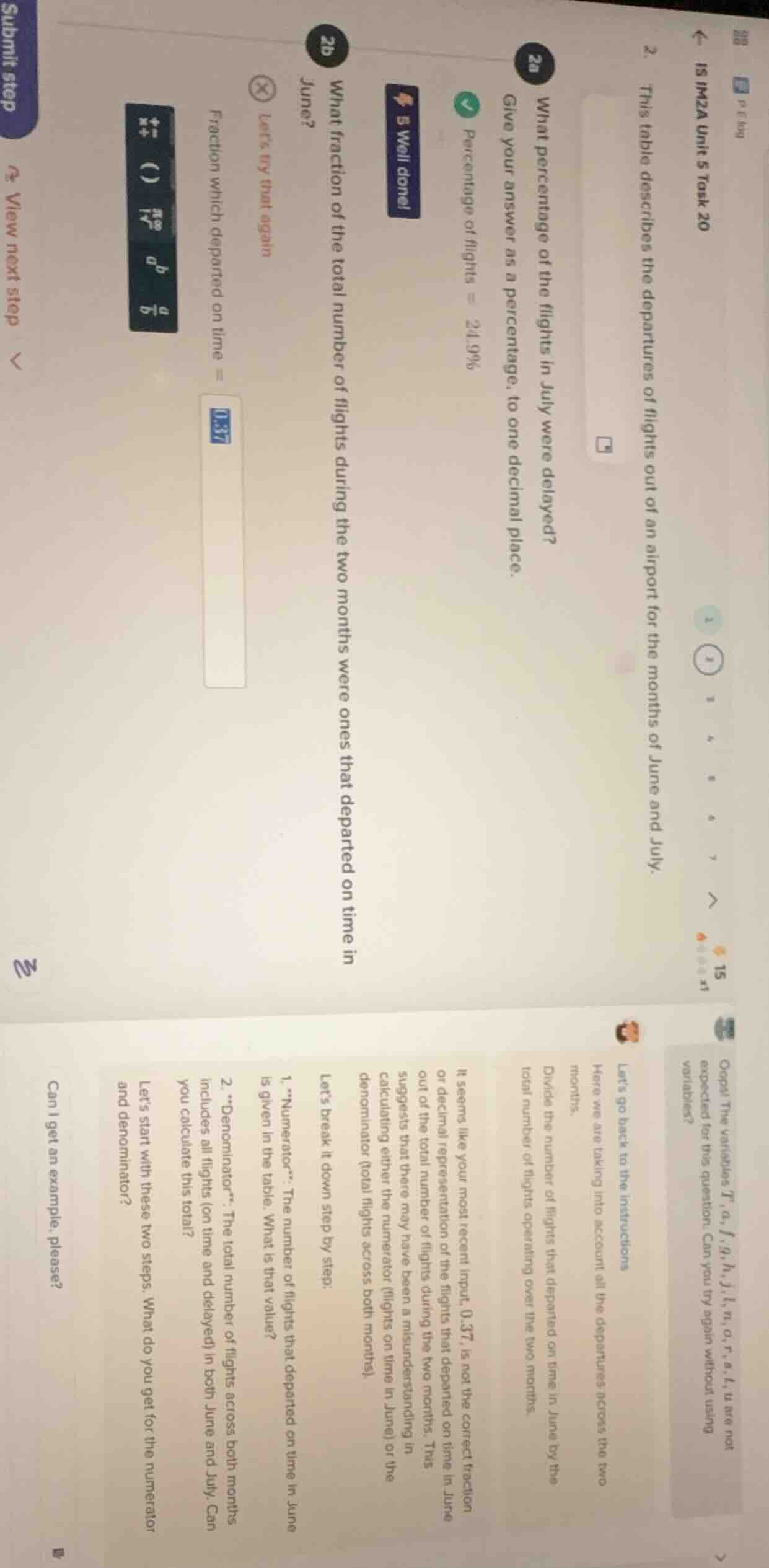 is im2a unit 5 task 20 2. this table describes the departures of flight…