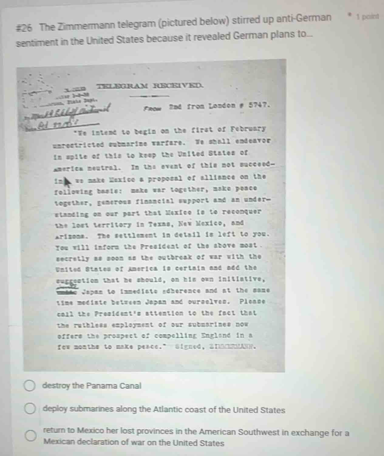#26 the zimmermann telegram (pictured below) stirred up anti - german s…