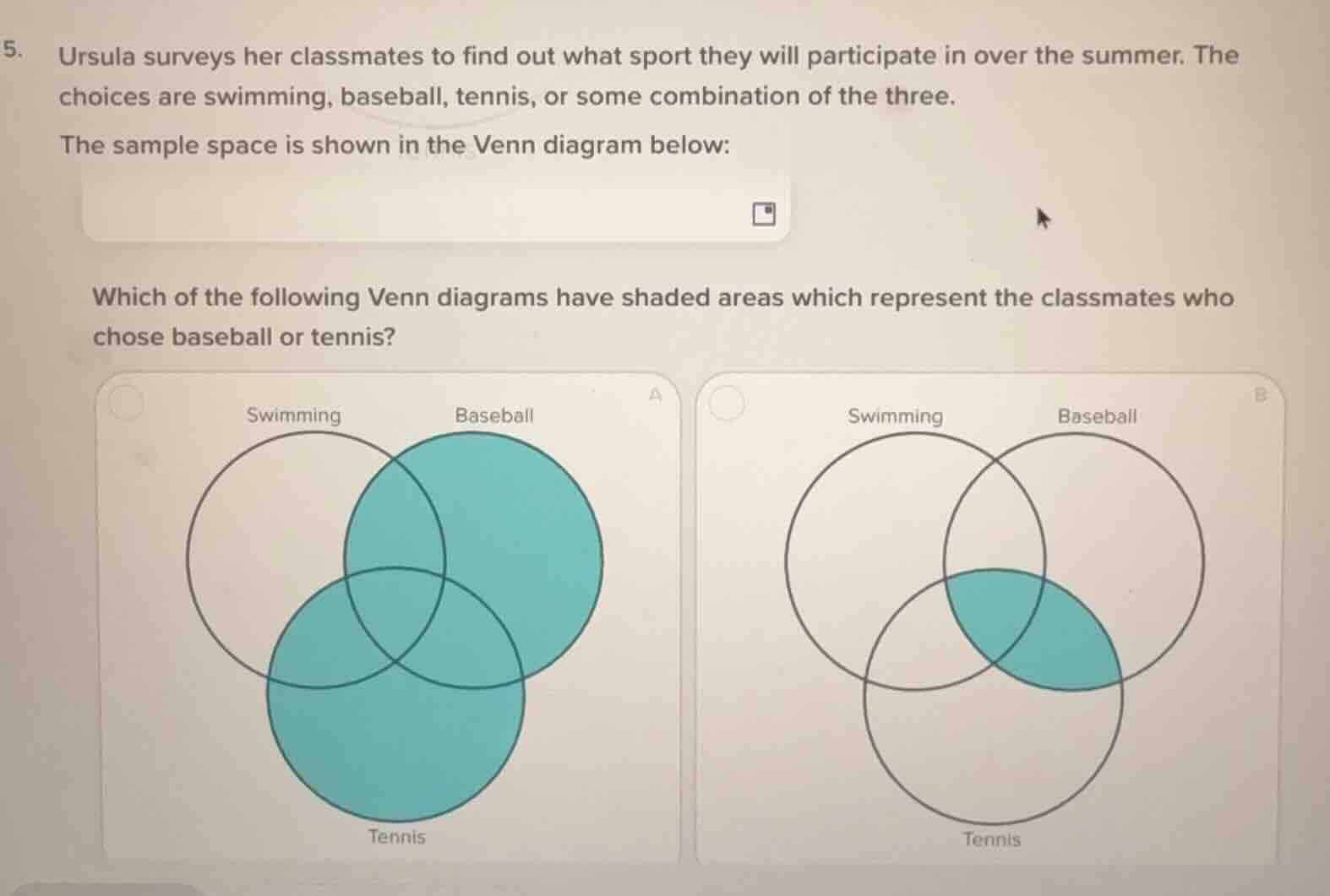 5. ursula surveys her classmates to find out what sport they will parti…