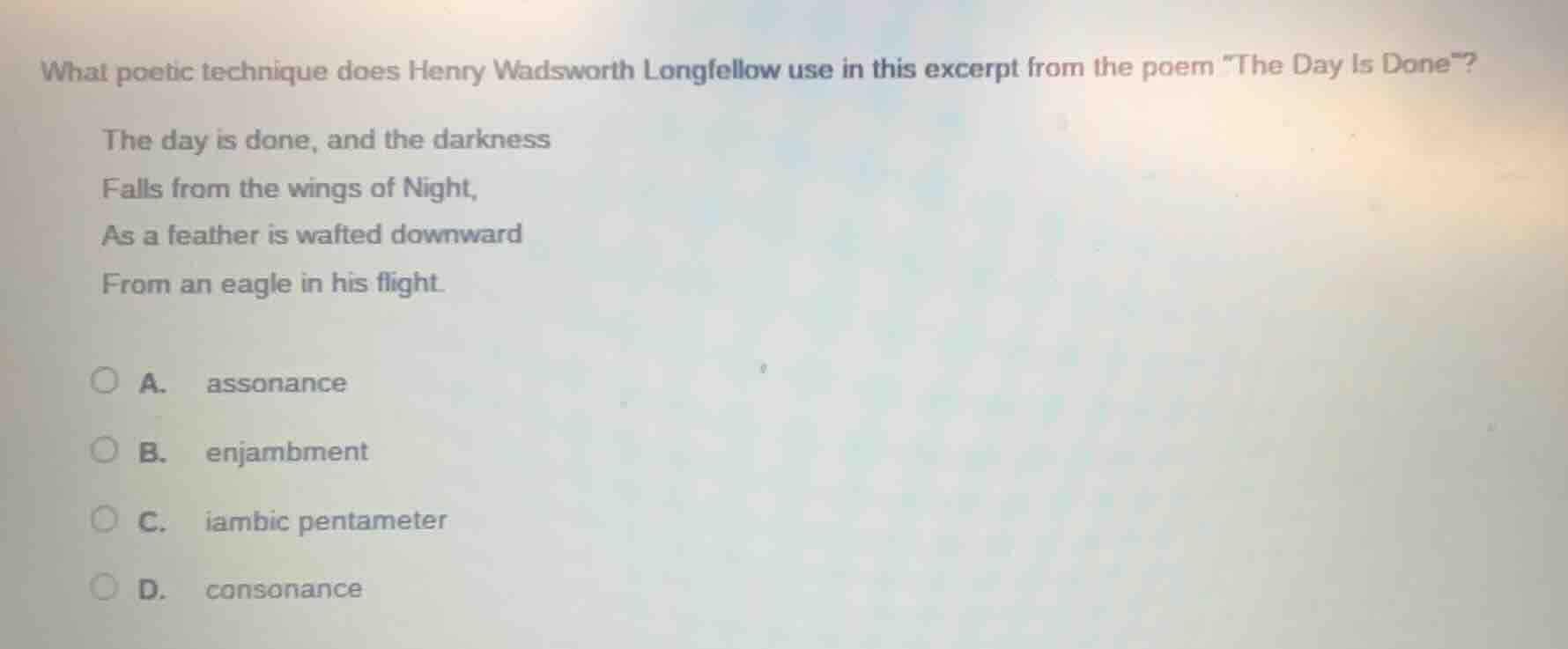what poetic technique does henry wadsworth longfellow use in this excer…