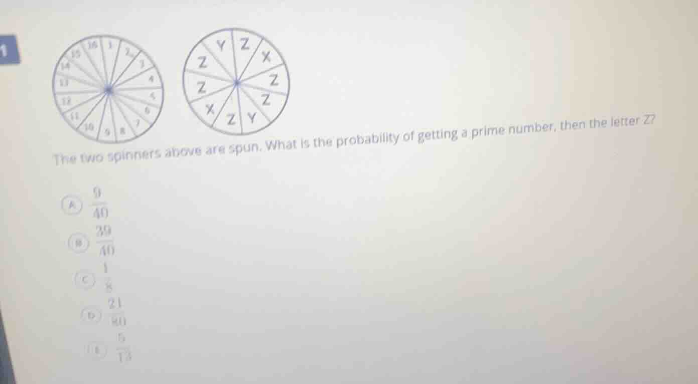 the two spinners above are spun. what is the probability of getting a p…