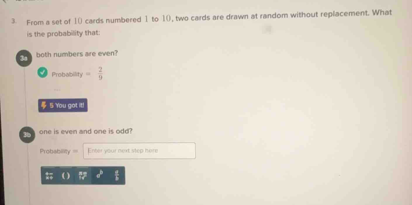 3. from a set of 10 cards numbered 1 to 10, two cards are drawn at rand…