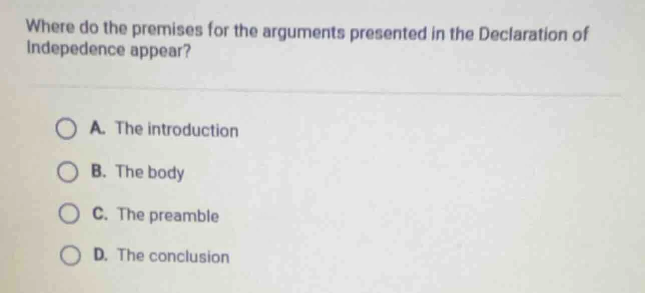 where do the premises for the arguments presented in the declaration of…