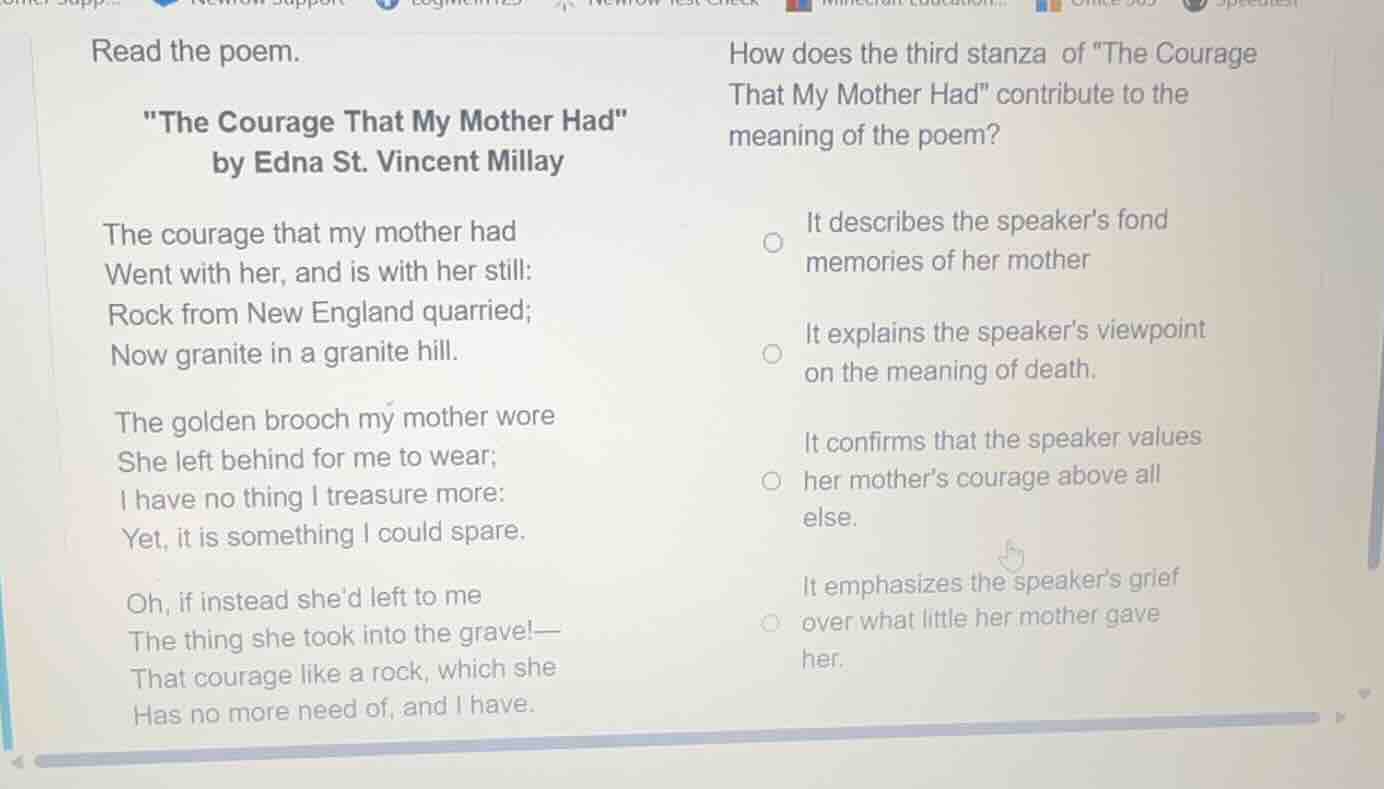 read the poem. \the courage that my mother had\ by edna st. vincent mil…