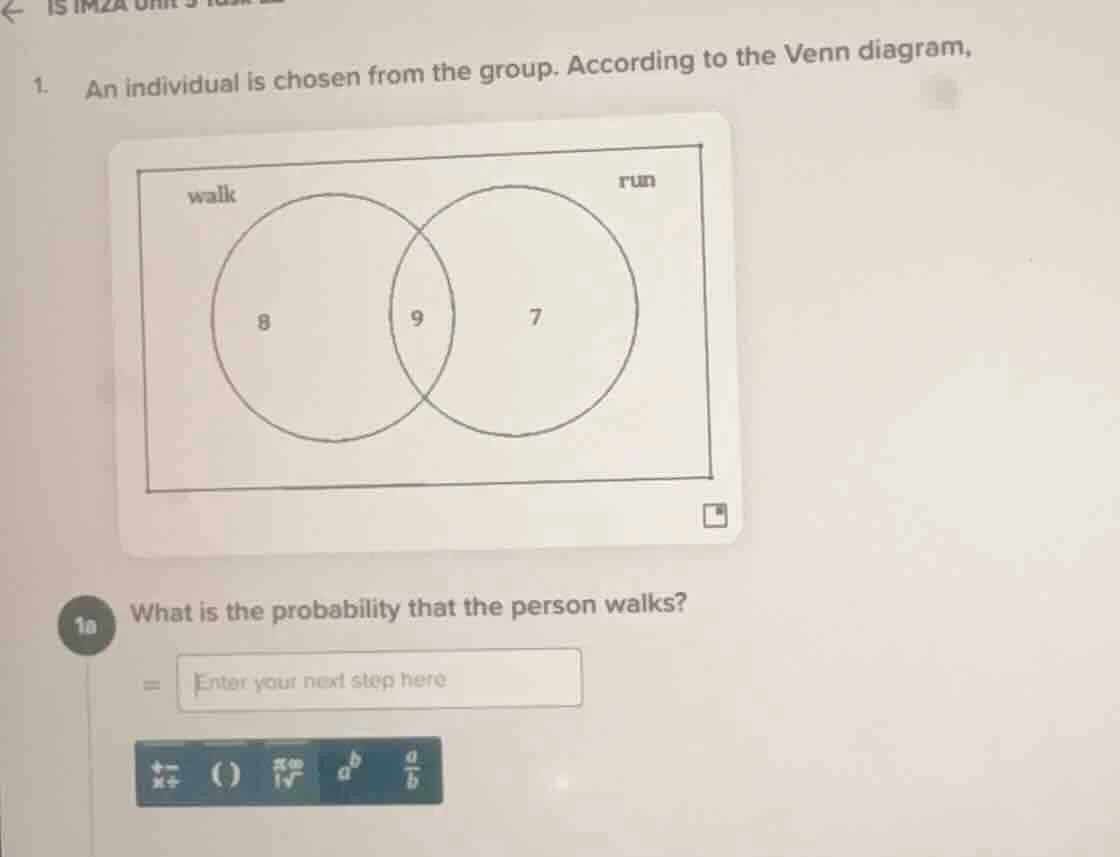 1. an individual is chosen from the group. according to the venn diagra…