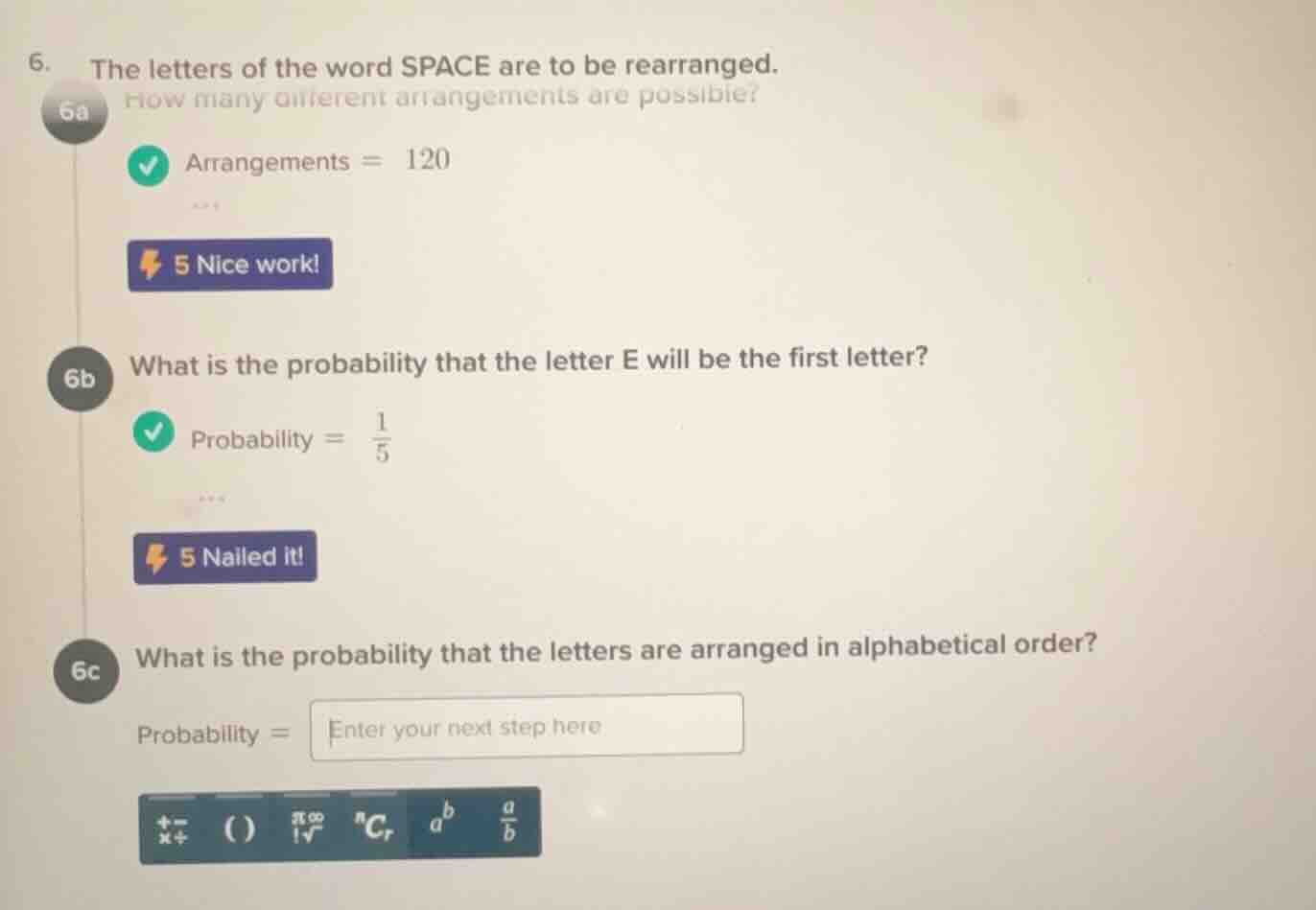 6. the letters of the word space are to be rearranged. 6a how many diff…