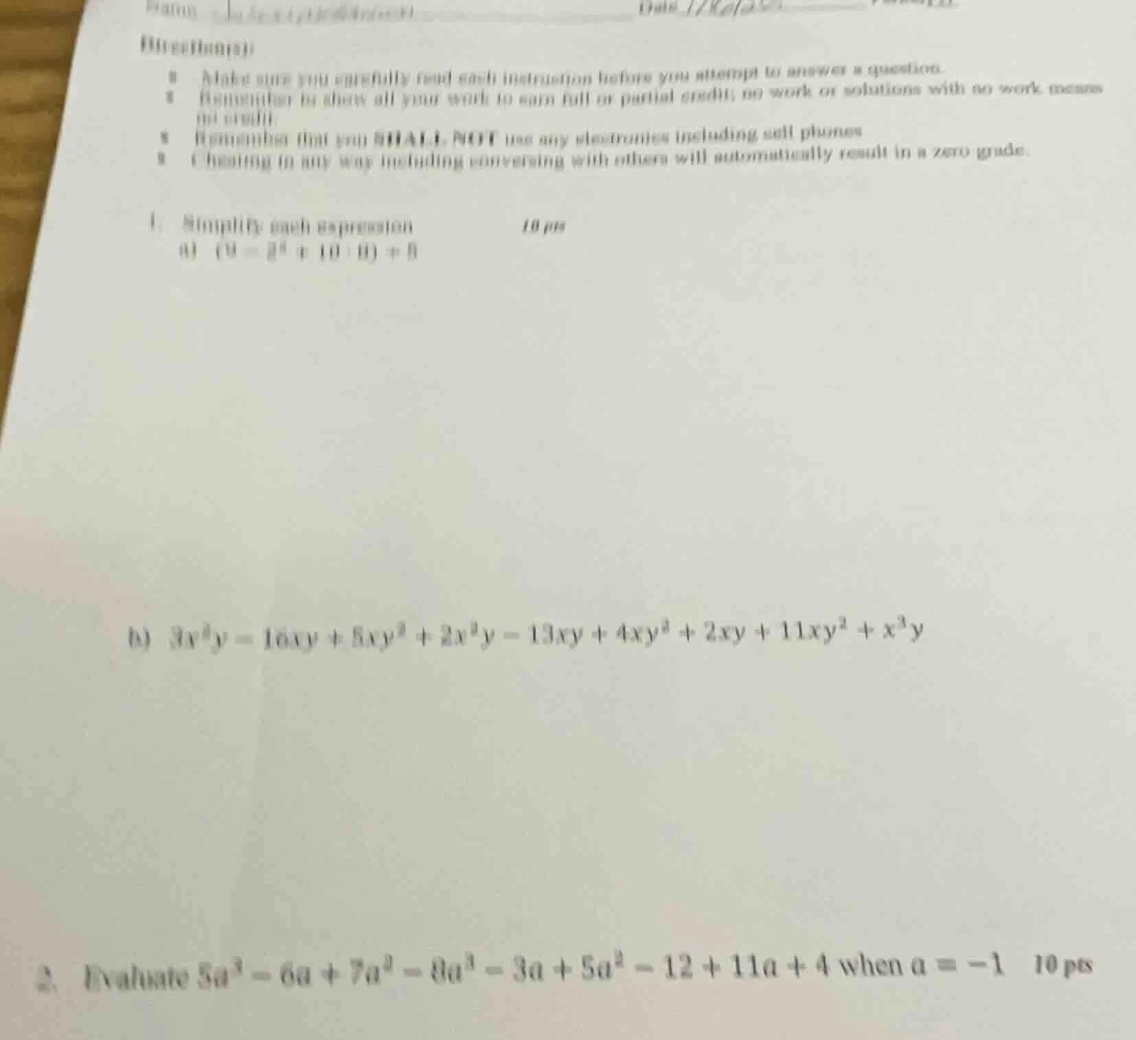 directions: - make sure you carefully read each instruction before you …