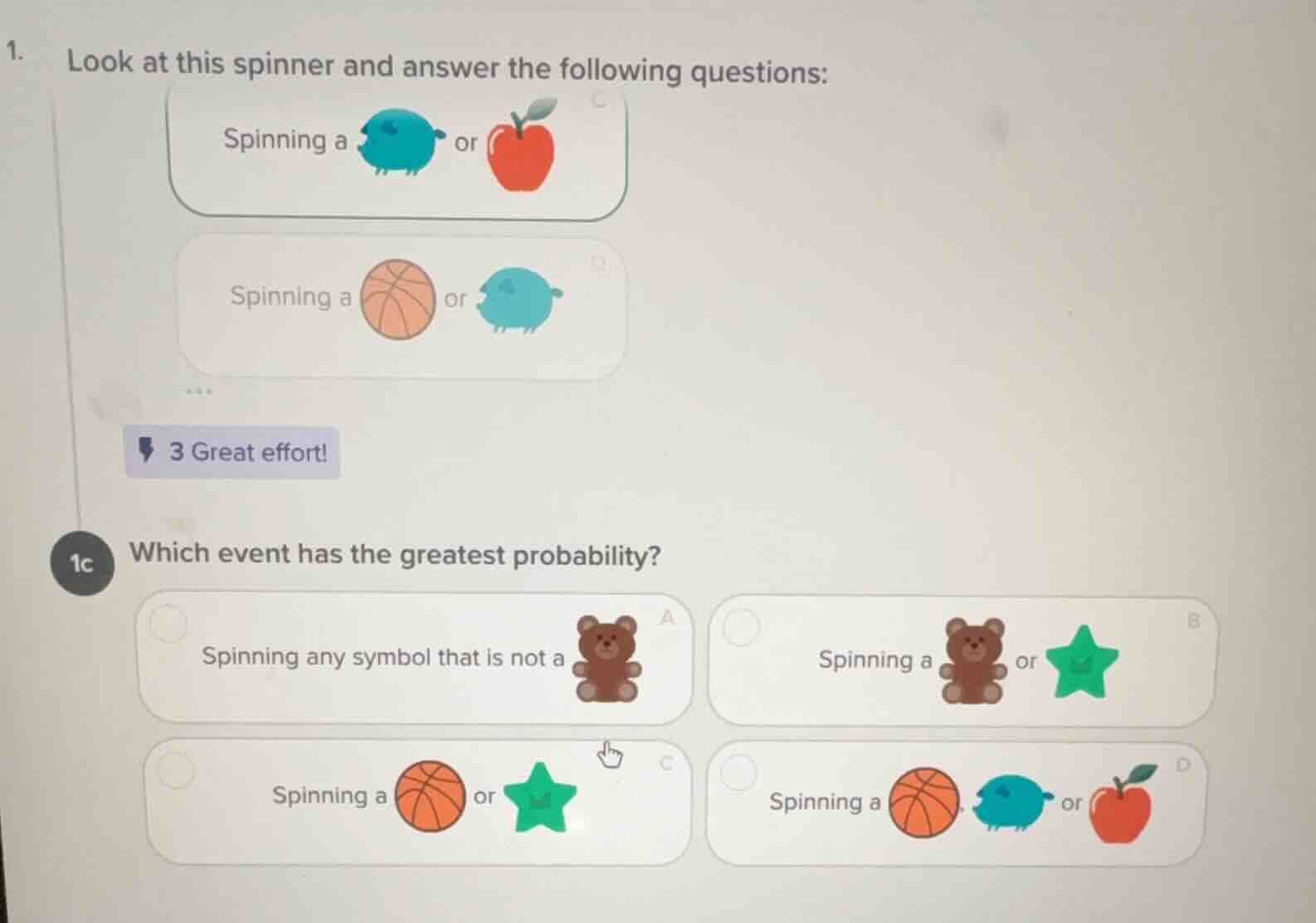 1. look at this spinner and answer the following questions: spinning a …