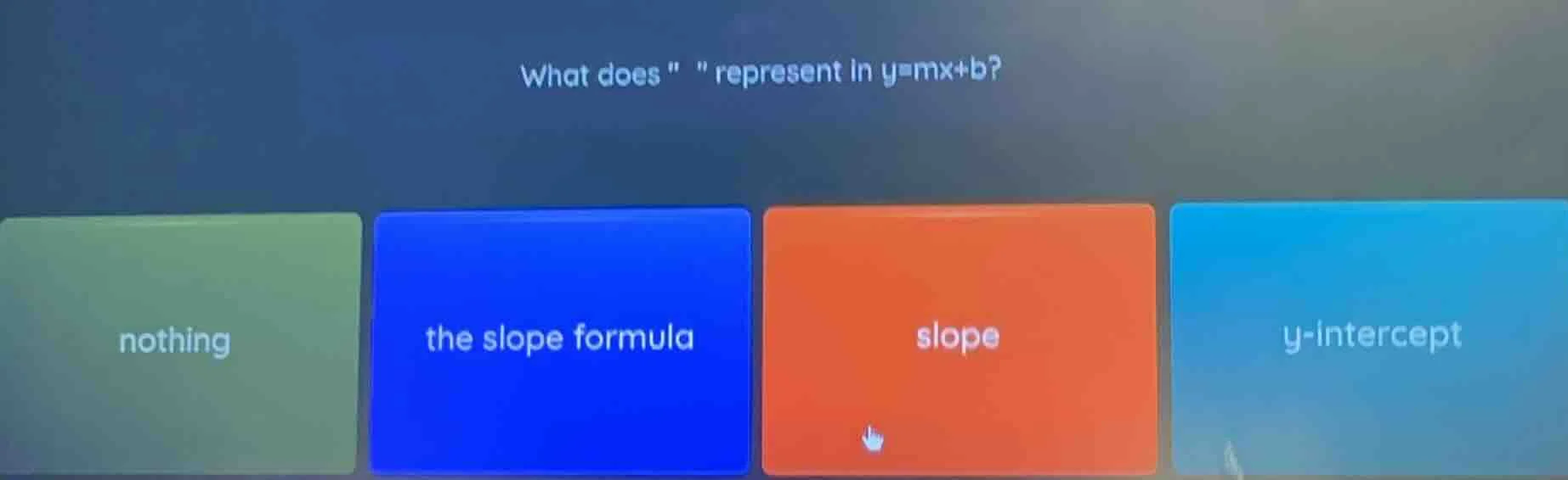 what does \ \ represent in y=mx+b? nothing the slope formula slope y-in…