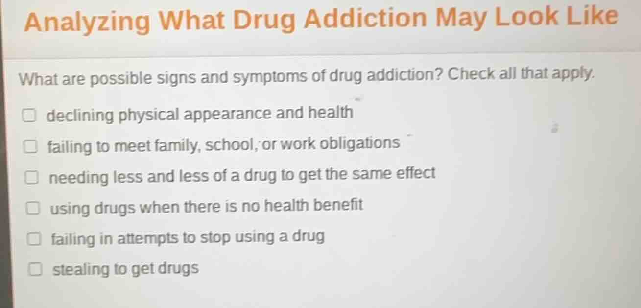 analyzing what drug addiction may look like what are possible signs and…
