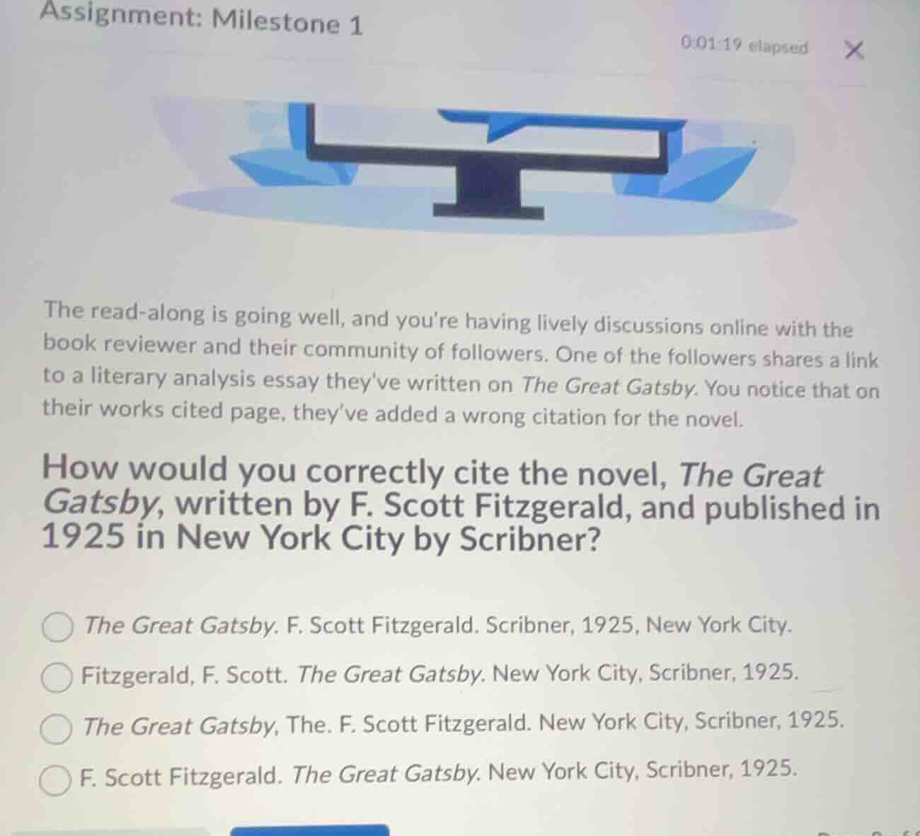 assignment: milestone 1 0:01:19 elapsed the read - along is going well,…