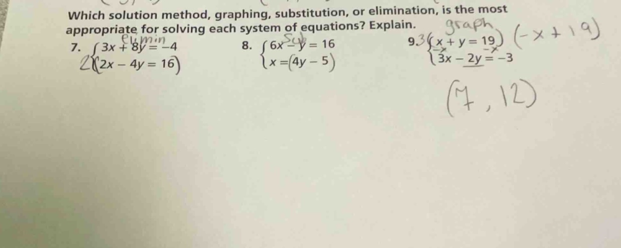 which solution method, graphing, substitution, or elimination, is the m…