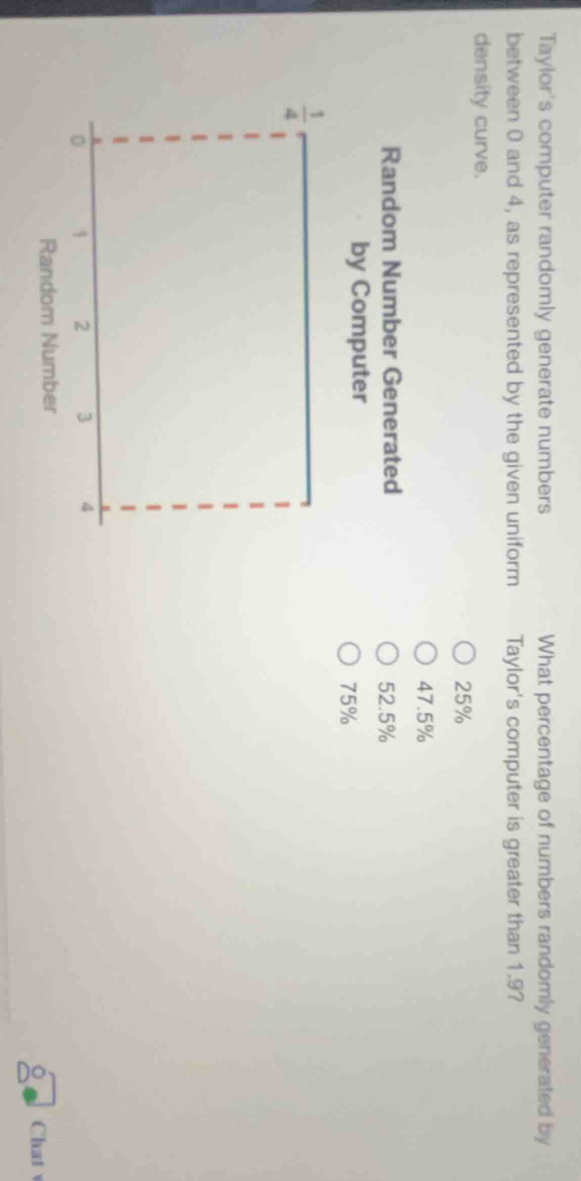 taylor’s computer randomly generate numbers between 0 and 4, as represe…