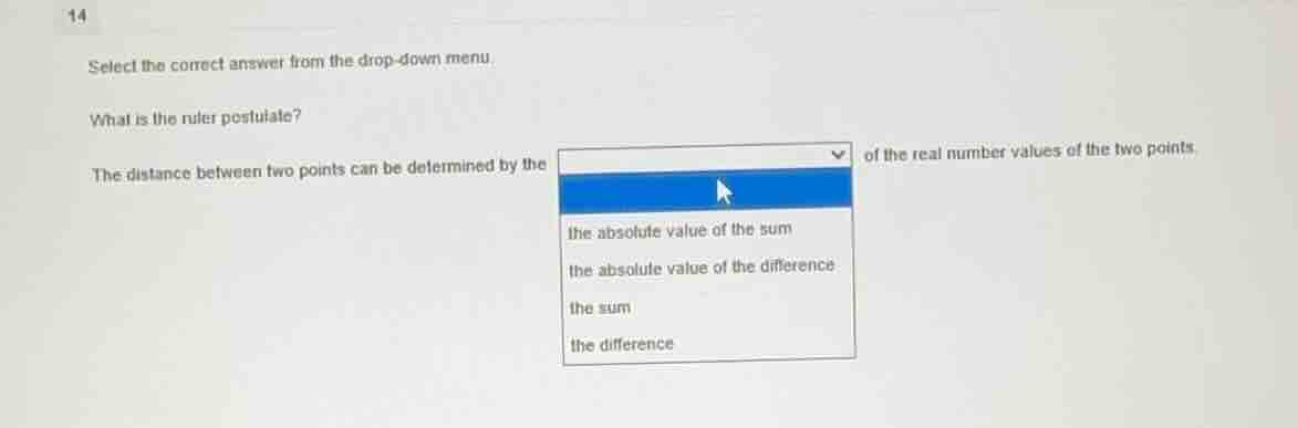 14 select the correct answer from the drop - down menu. what is the rul…