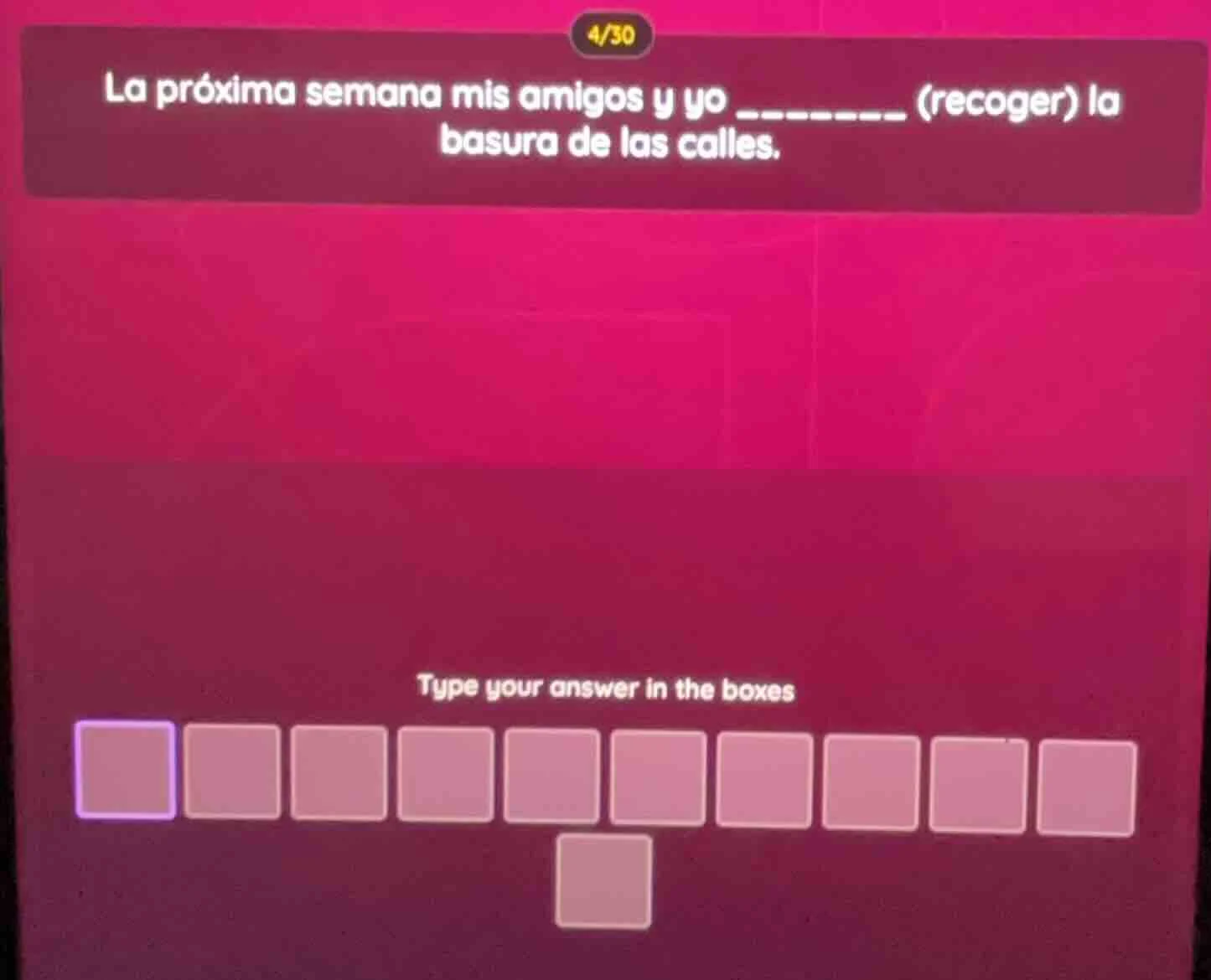 la próxima semana mis amigos y yo ______ (recoger) la basura de las cal…