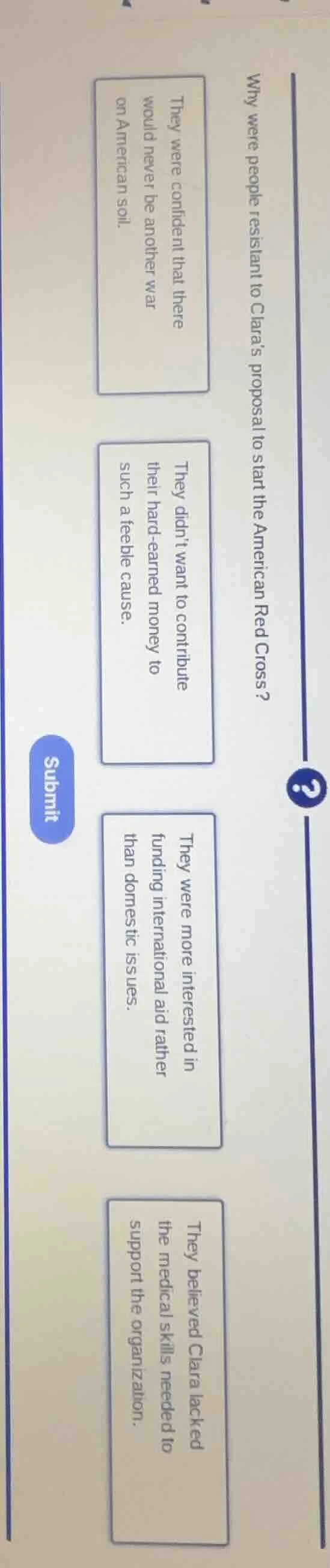 why were people resistant to claras proposal to start the american red …