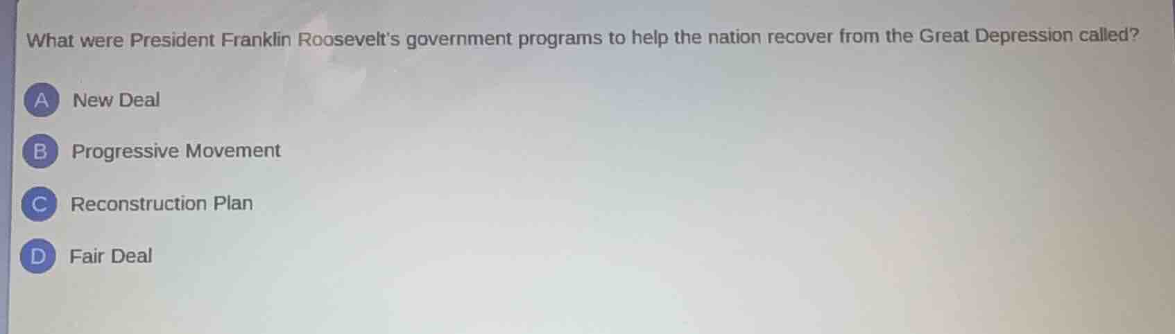 what were president franklin roosevelts government programs to help the…