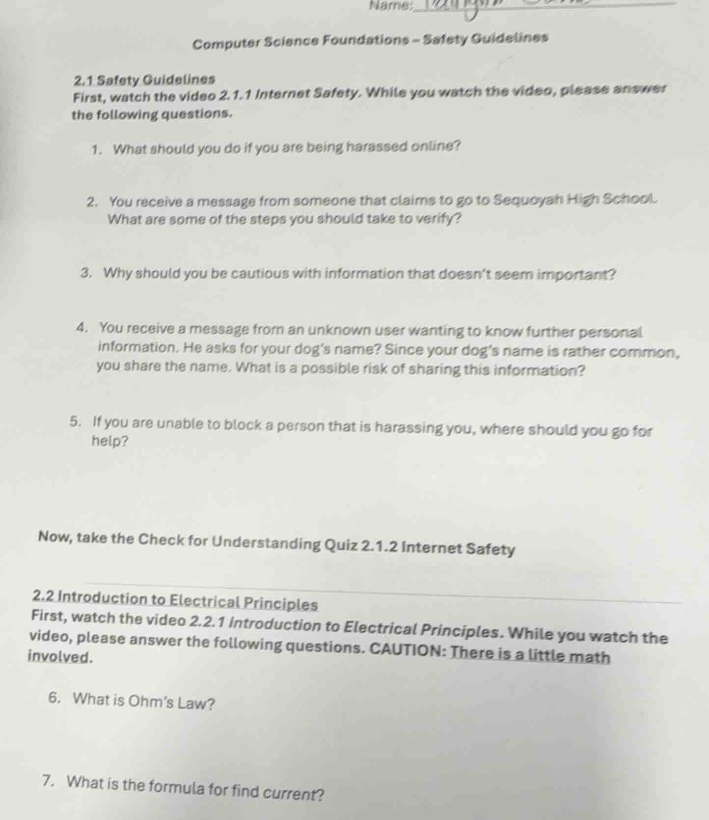 computer science foundations - safety guidelines 2.1 safety guidelines …