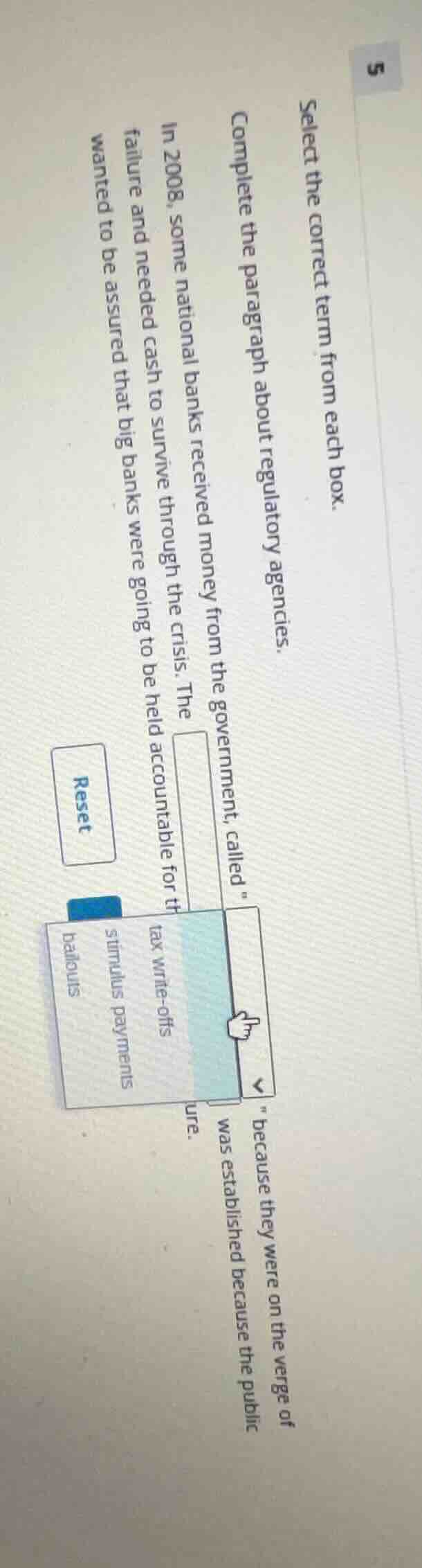 select the correct term from each box. complete the paragraph about reg…