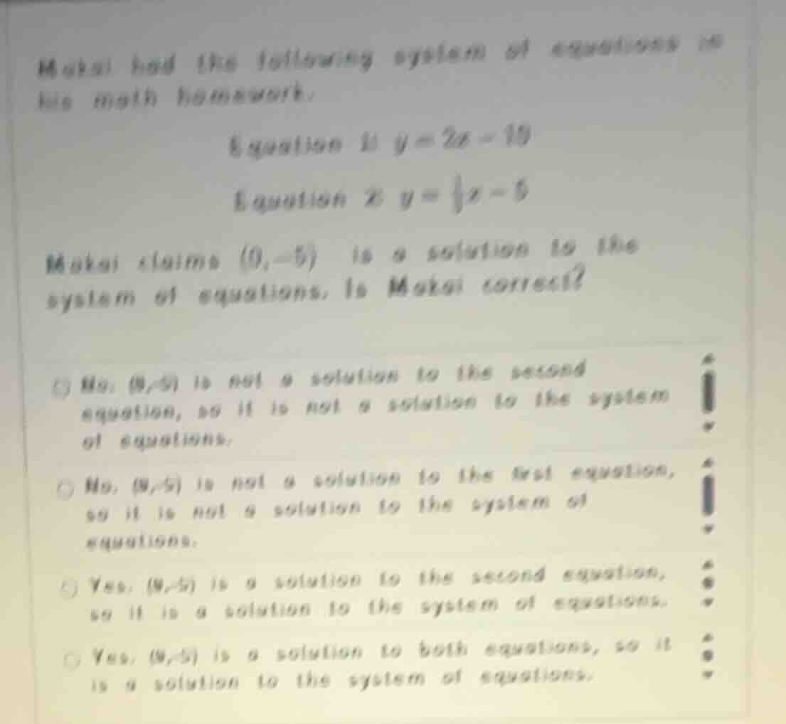 makai had the following system of equations in his math homework: equat…