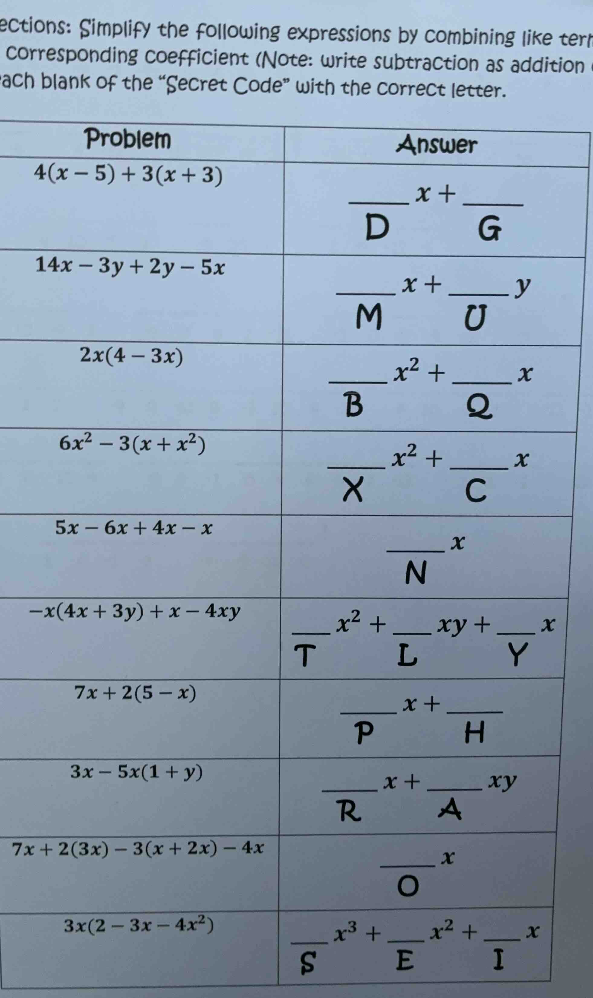 ections: simplify the following expressions by combining like terr corr…