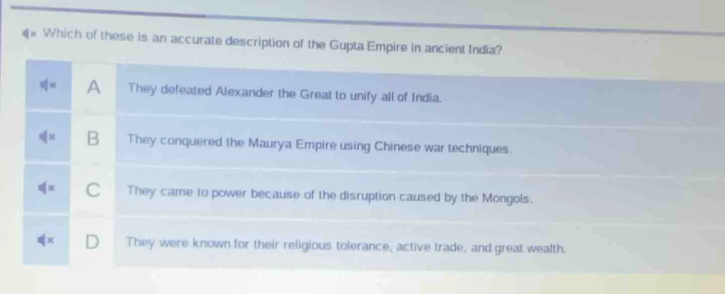 which of these is an accurate description of the gupta empire in ancien…