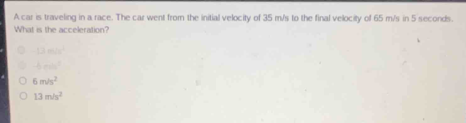 a car is traveling in a race. the car went from the initial velocity of…