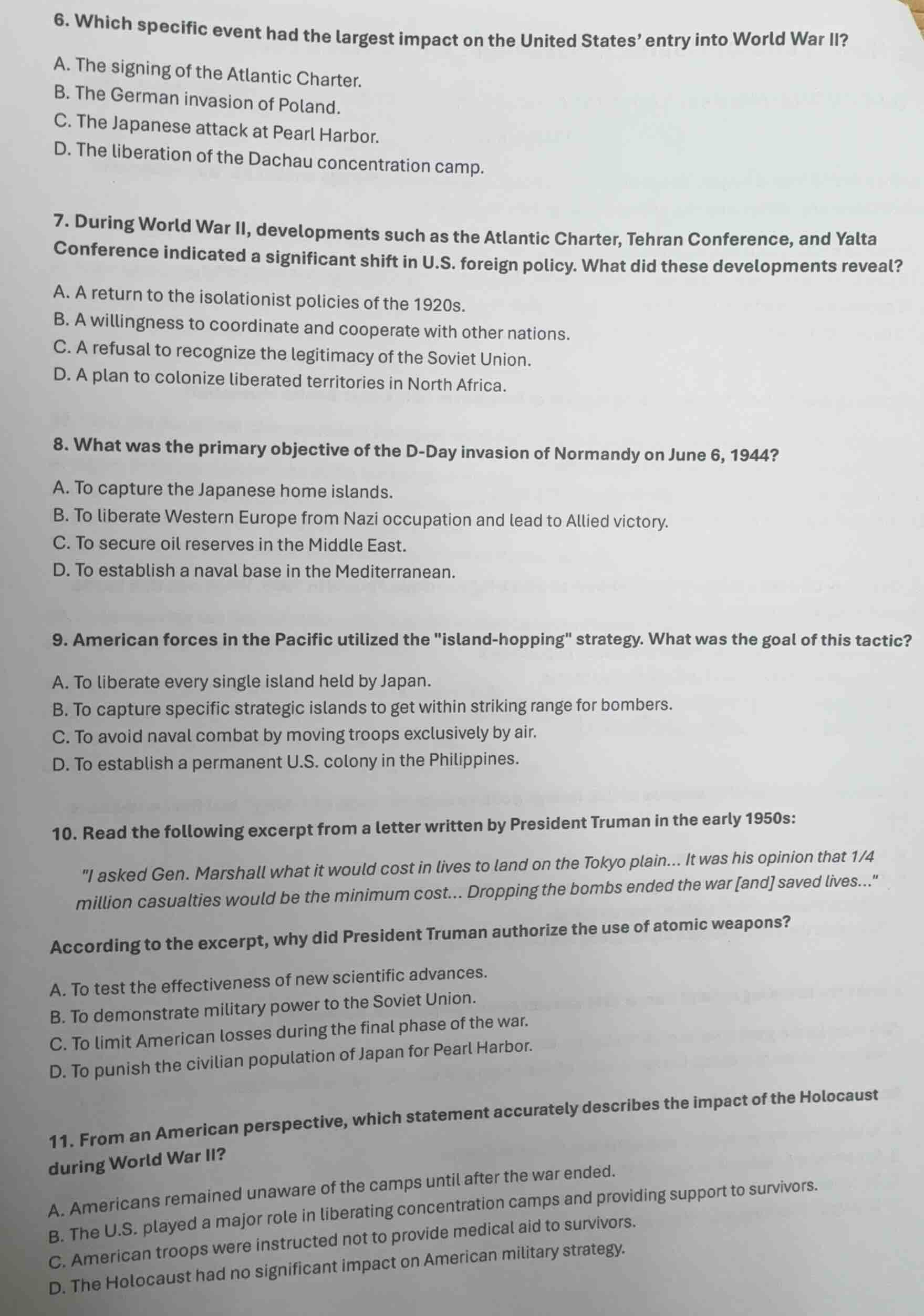 6. which specific event had the largest impact on the united states’ en…