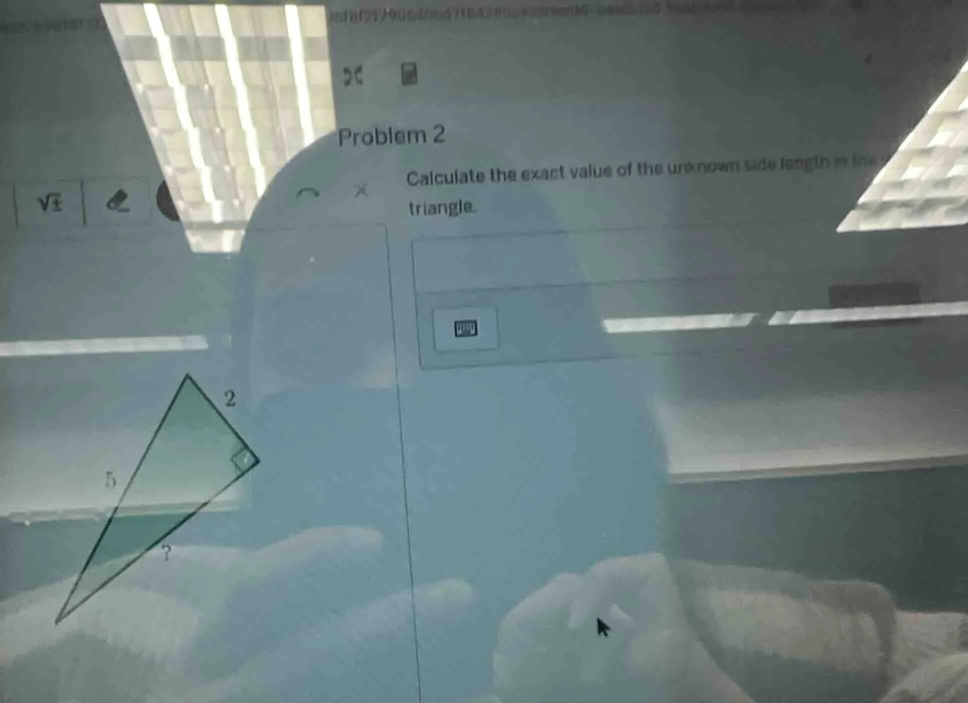 problem 2 calculate the exact value of the unknown side length in the t…