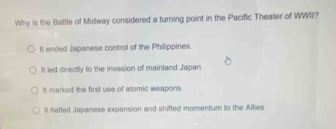 why is the battle of midway considered a turning point in the pacific t…