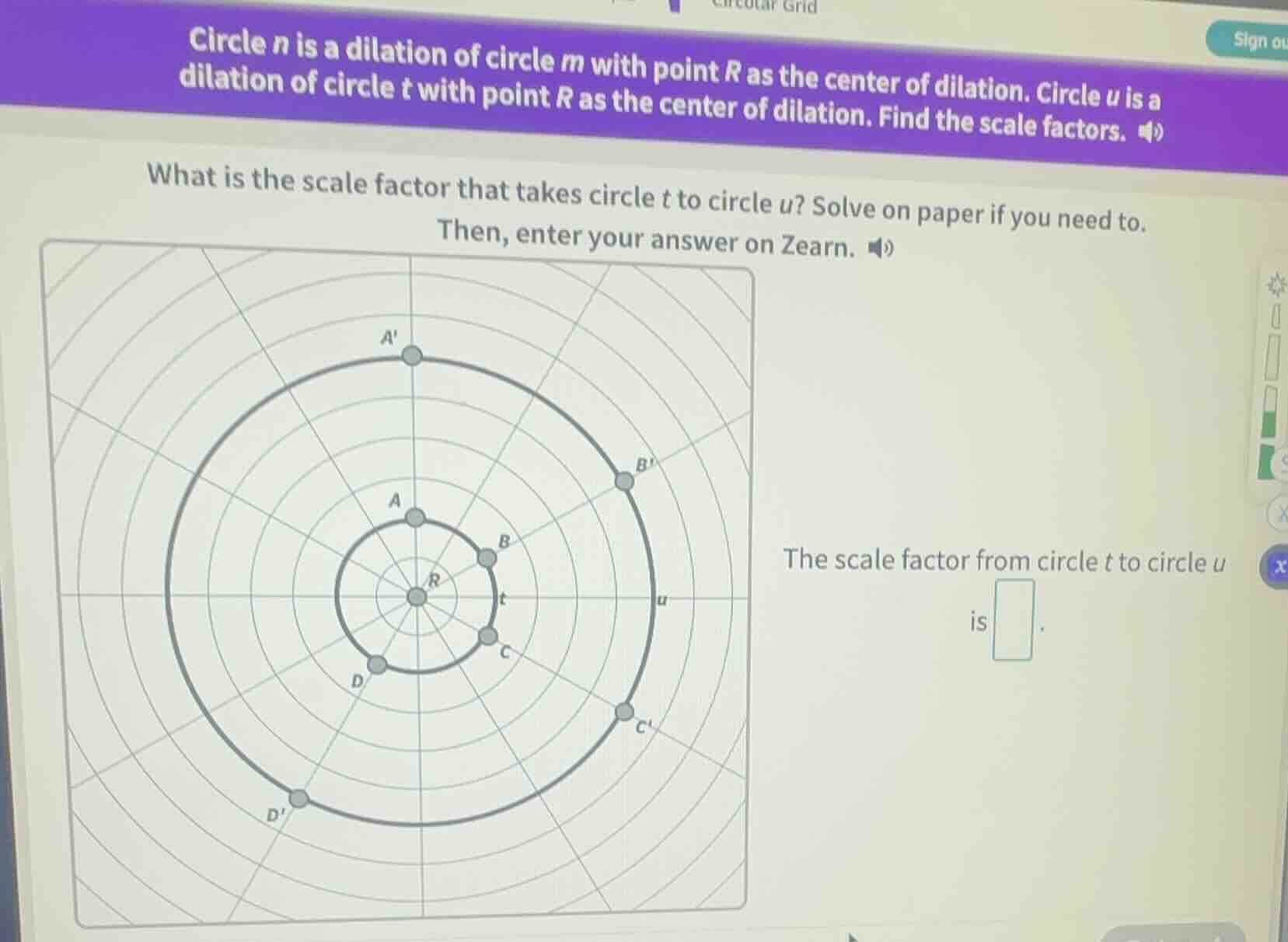 circle n is a dilation of circle m with point r as the center of dilati…