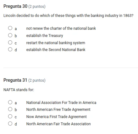 pregunta 30 (2 puntos) lincoln decided to do which of these things with…