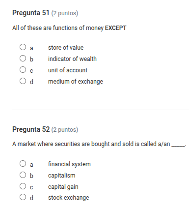 pregunta 51 (2 puntos) all of these are functions of money except a sto…