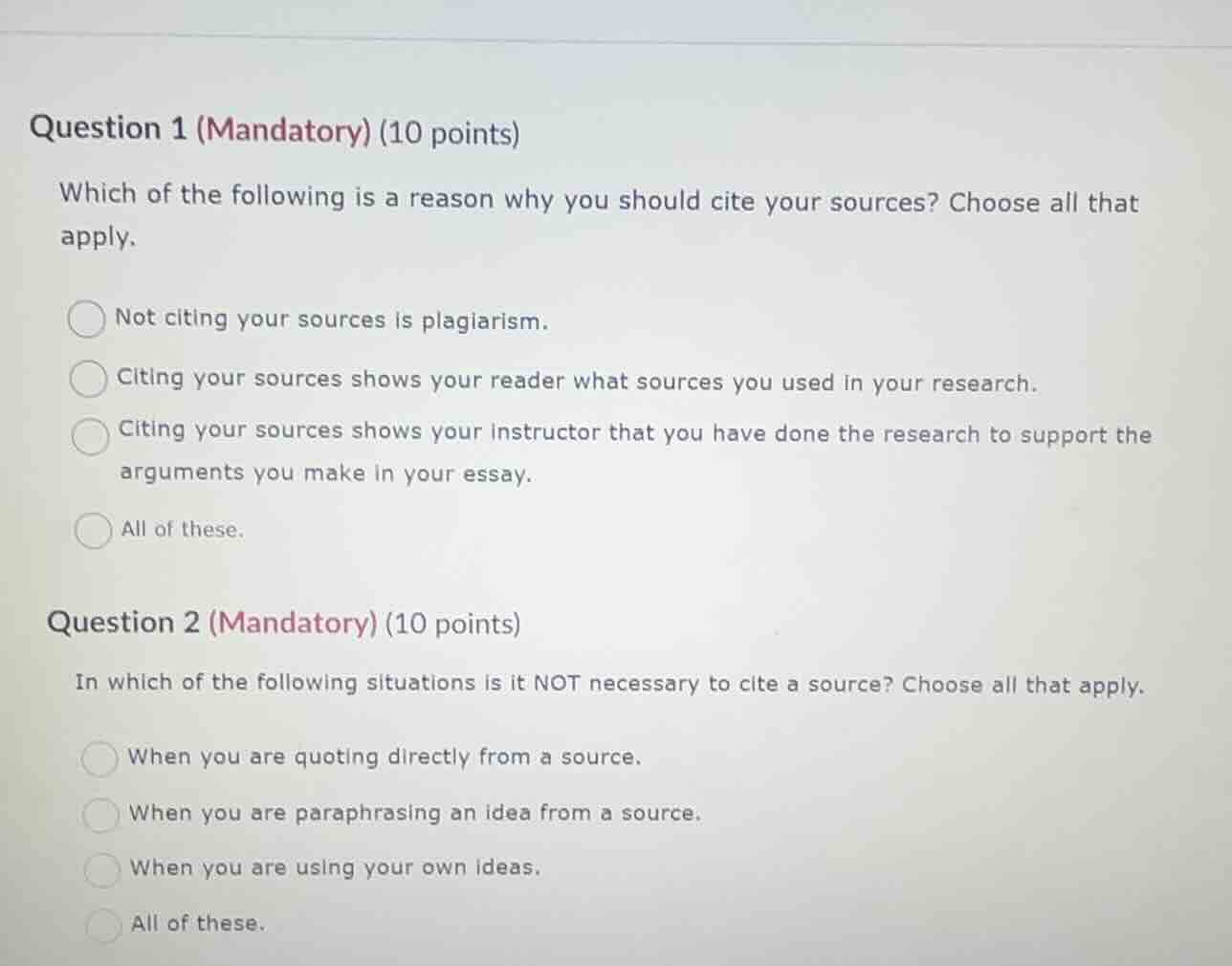question 1 (mandatory) (10 points) which of the following is a reason w…