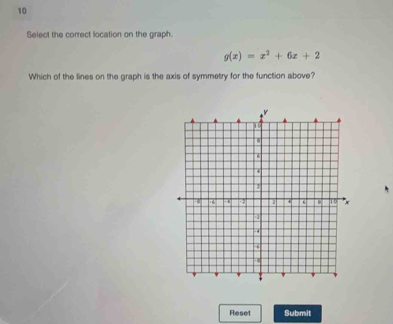 10 select the correct location on the graph. $g(x) = x^2 + 6x + 2$ whic…