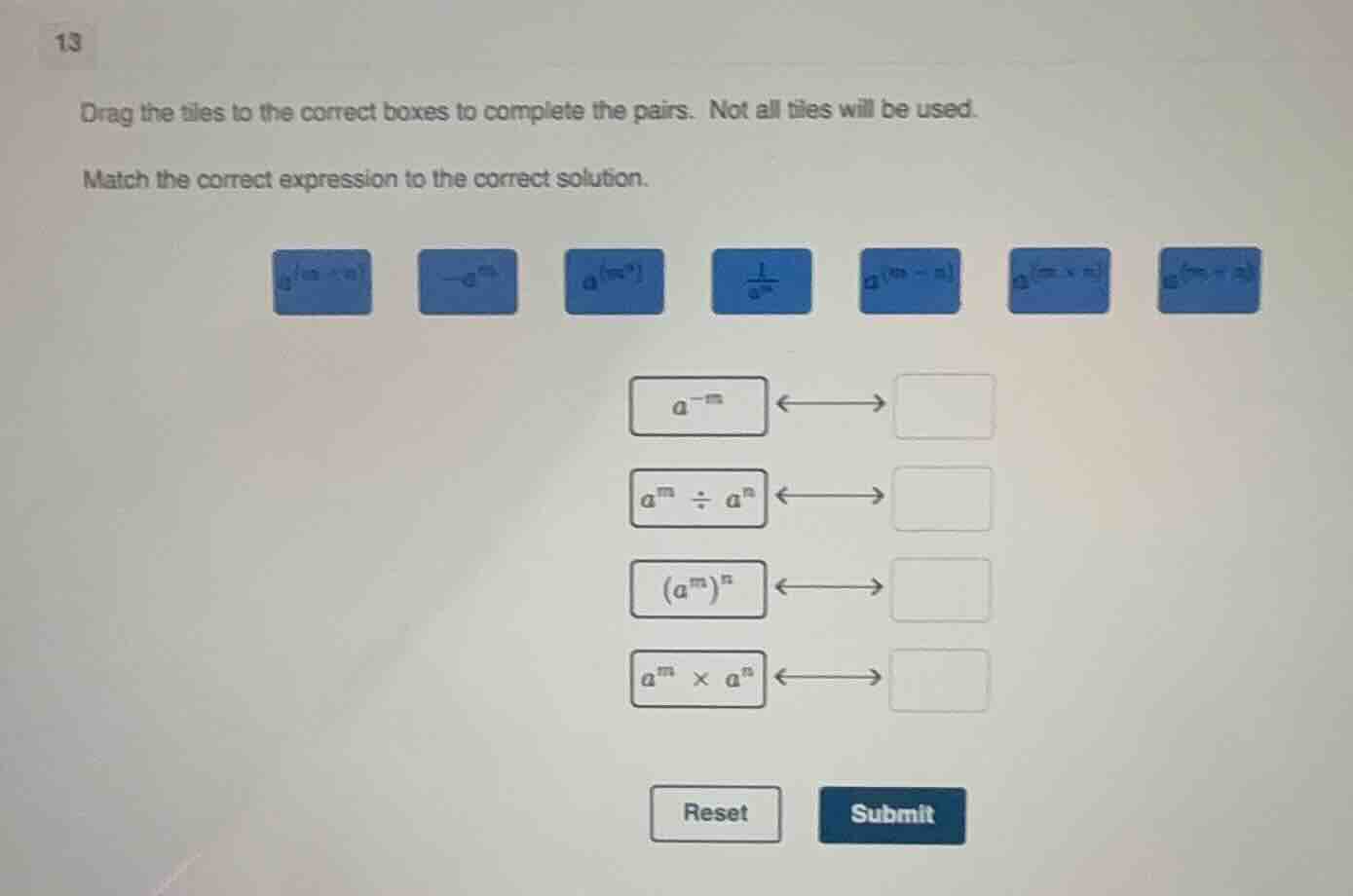 13 drag the tiles to the correct boxes to complete the pairs. not all t…