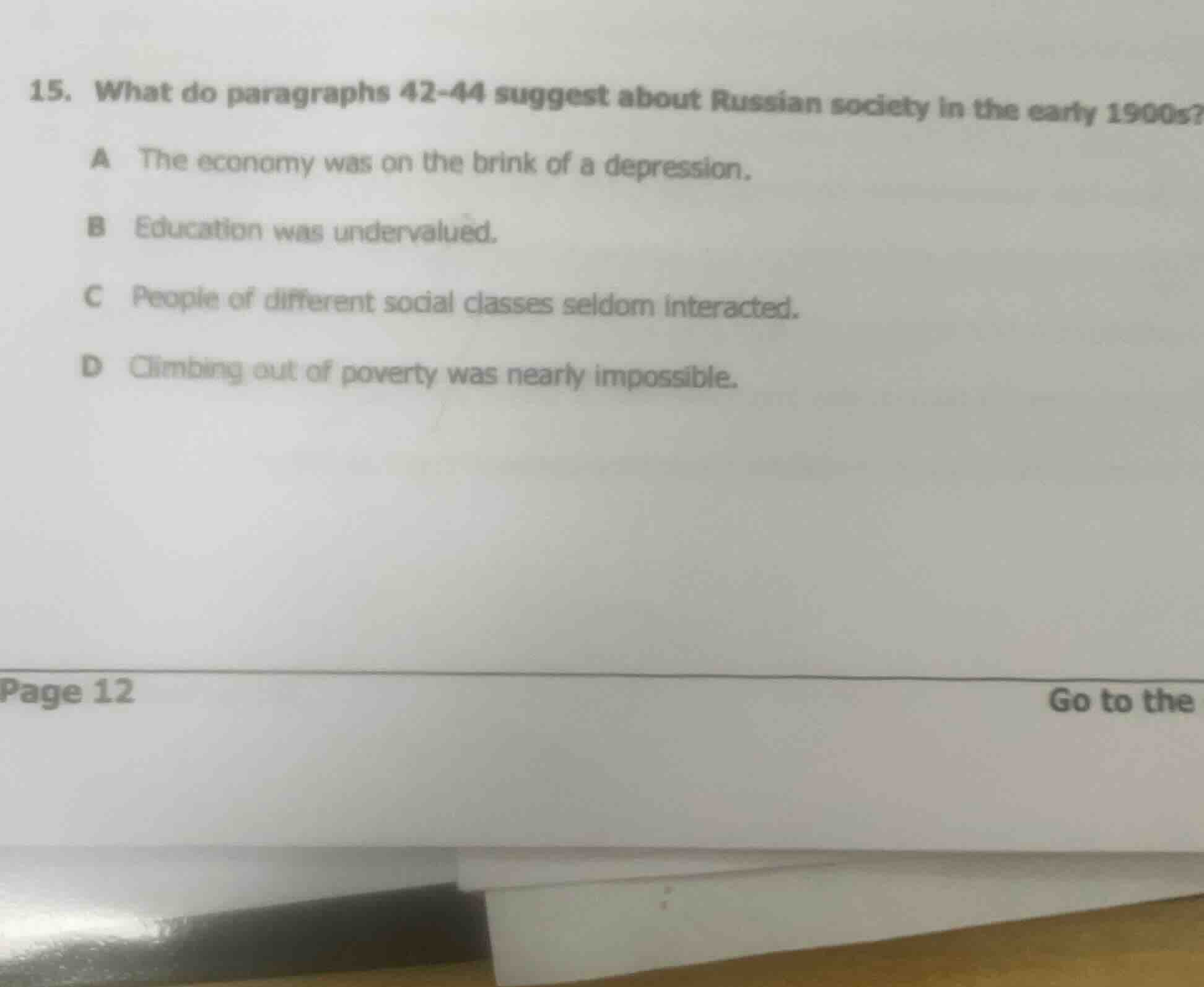 15. what do paragraphs 42-44 suggest about russian society in the early…